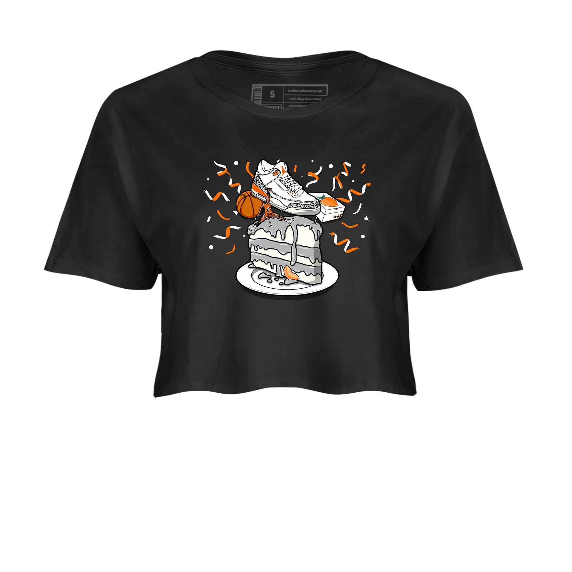 3s Georgia Peach shirt to match jordans Sneaker Topper sneaker tees Air Jordan 3 Georgia Peach SNRT Sneaker Release Tees Black 2 crop length shirt
