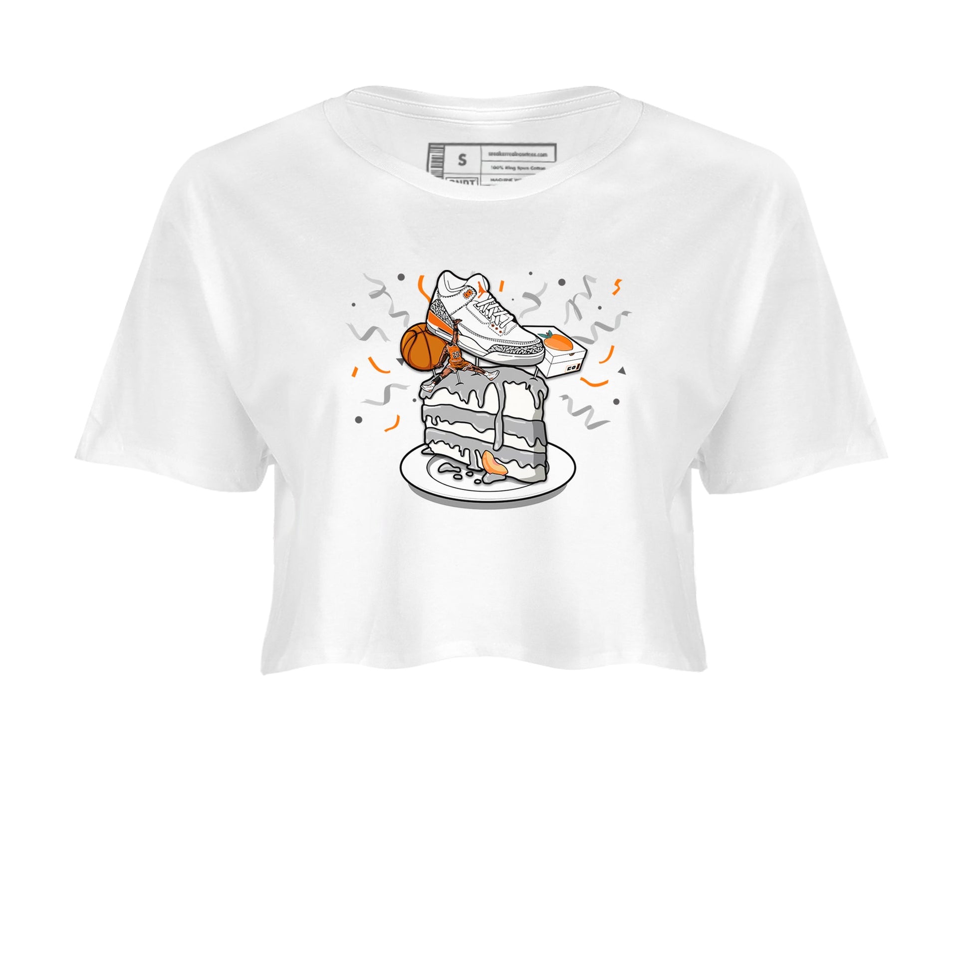 3s Georgia Peach shirt to match jordans Sneaker Topper sneaker tees Air Jordan 3 Georgia Peach SNRT Sneaker Release Tees White 2 crop length shirt