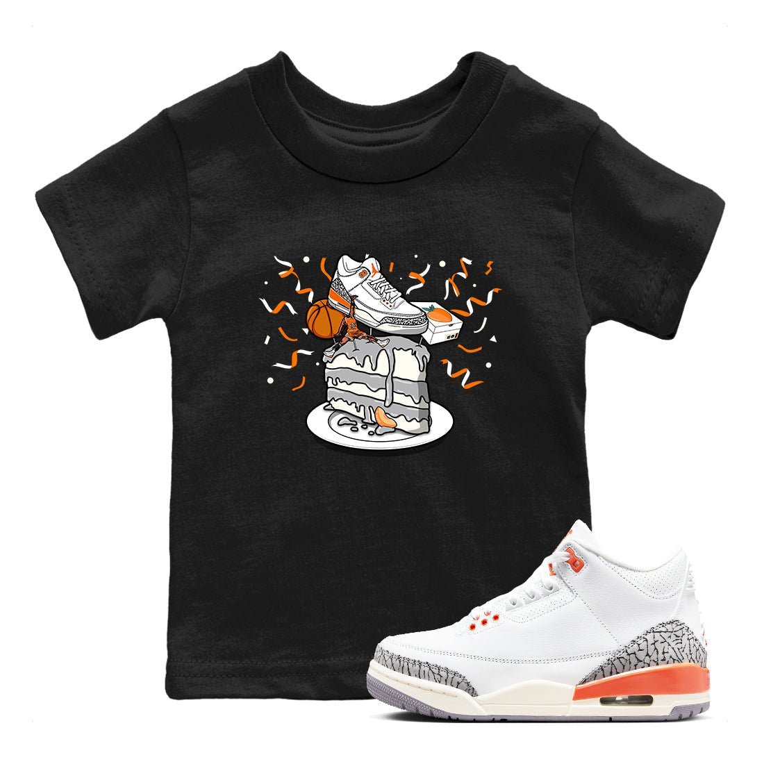 3s Georgia Peach shirt to match jordans Sneaker Topper sneaker tees Air Jordan 3 Georgia Peach SNRT sneaker release tees baby toddler Black 1 cotton Shirt