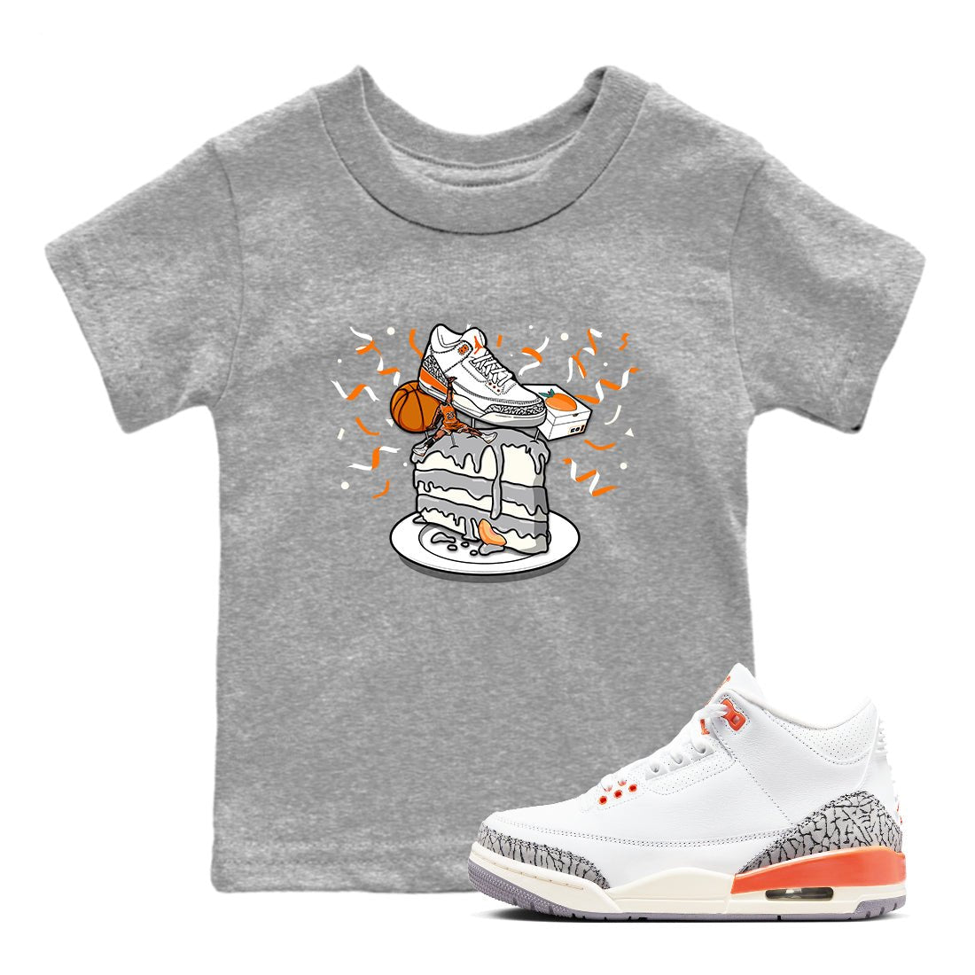 3s Georgia Peach shirt to match jordans Sneaker Topper sneaker tees Air Jordan 3 Georgia Peach SNRT sneaker release tees baby toddler Heather Grey 1 cotton Shirt