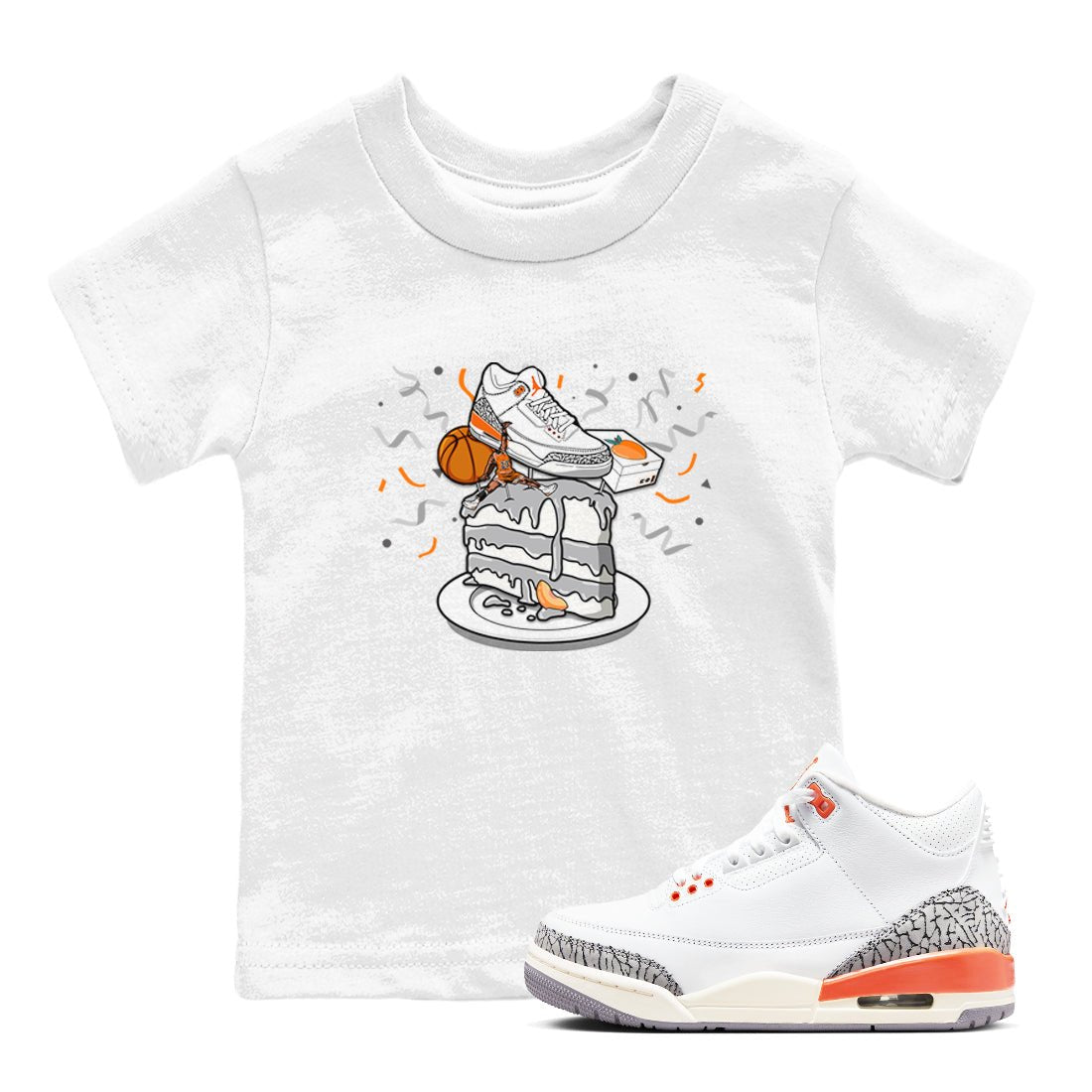 3s Georgia Peach shirt to match jordans Sneaker Topper sneaker tees Air Jordan 3 Georgia Peach SNRT sneaker release tees baby toddler White 1 cotton Shirt