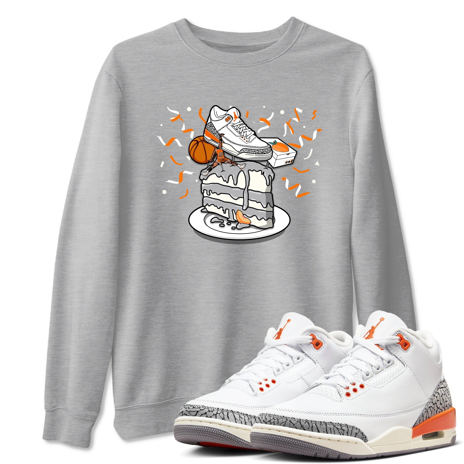 3s Georgia Peach shirt to match jordans Sneaker Topper sneaker tees Air Jordan 3 Georgia Peach SNRT Sneaker Release Tees unisex cotton Heather Grey 1 crew neck shirt