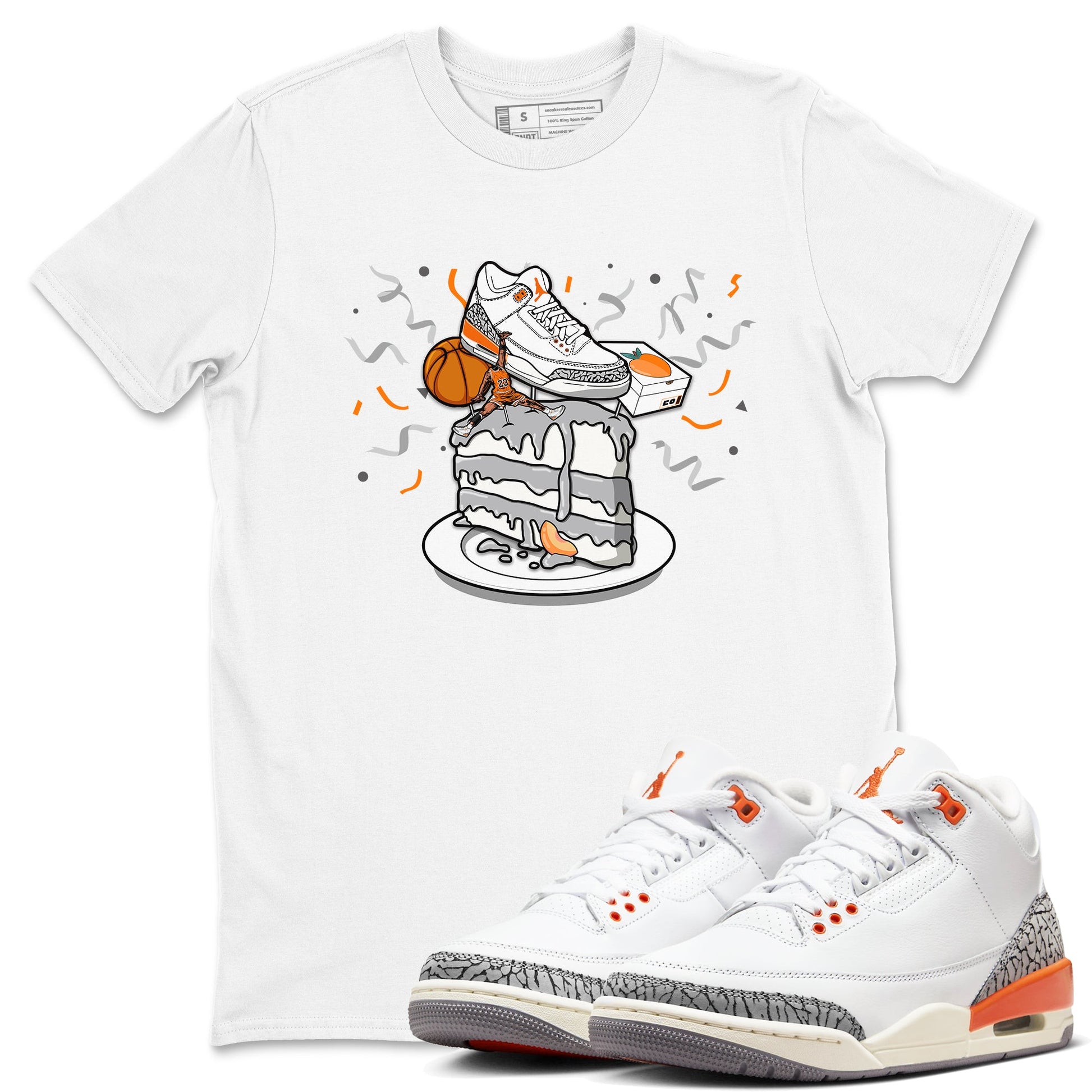 3s Georgia Peach shirt to match jordans Sneaker Topper sneaker tees Air Jordan 3 Georgia Peach SNRT Sneaker Release Tees unisex cotton White 1 crew neck shirt