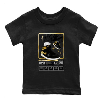 Air Jordan 1 High OG Black Metallic Gold shirts to match jordans Sneaker Trading Card sneaker match tees Air Jordan 1 Retrp Black Metallic Gold Sneaker Shirts SNRT Sneaker Tees streetwear brand Baby and Youth Black 2 cotton tee
