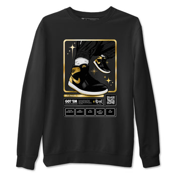 Air Jordan 1 High OG Black Metallic Gold shirts to match jordans Sneaker Trading Card sneaker match tees Air Jordan 1 Retrp Black Metallic Gold Sneaker Shirts SNRT Sneaker Tees streetwear brand Black 2 unisex cotton tee