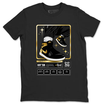 Air Jordan 1 High OG Black Metallic Gold shirts to match jordans Sneaker Trading Card sneaker match tees Air Jordan 1 Retrp Black Metallic Gold Sneaker Shirts SNRT Sneaker Tees streetwear brand Black 2 unisex cotton tee