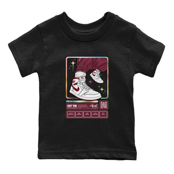 Jordan 1 Retro High '85 OG Metallic Burgundy shirts to match jordans Sneaker Trading Card sneaker match tees Air Jordan 1 Metallic Burgundy SNRT Sneaker Tees streetwear brand Baby and Youth Black 2 cotton tee