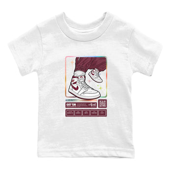 Jordan 1 Retro High '85 OG Metallic Burgundy shirts to match jordans Sneaker Trading Card sneaker match tees Air Jordan 1 Metallic Burgundy SNRT Sneaker Tees streetwear brand Baby and Youth White 2 cotton tee