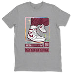 Jordan 1 Retro High '85 OG Metallic Burgundy shirts to match jordans Sneaker Trading Card sneaker match tees Air Jordan 1 Metallic Burgundy SNRT Sneaker Tees streetwear brand Heather Grey 2 unisex cotton tee