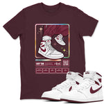 Jordan 1 Retro High '85 OG Metallic Burgundy shirts to match jordans Sneaker Trading Card sneaker match tees Air Jordan 1 Metallic Burgundy SNRT Sneaker Tees streetwear brand Maroon 1 unisex cotton tee