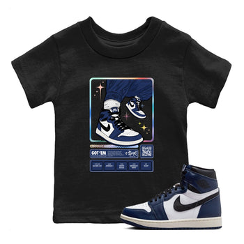 1s Midnight Navy shirts to match jordans Sneaker Trading Card sneaker match tees Air Jordan 1 Midnight Navy match shoes to clothes SNRT Sneaker Tees Youth Baby Black 1 tee