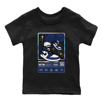 1s Midnight Navy shirts to match jordans Sneaker Trading Card sneaker match tees Air Jordan 1 Midnight Navy match shoes to clothes SNRT Sneaker Tees Youth Baby Black 2 tee