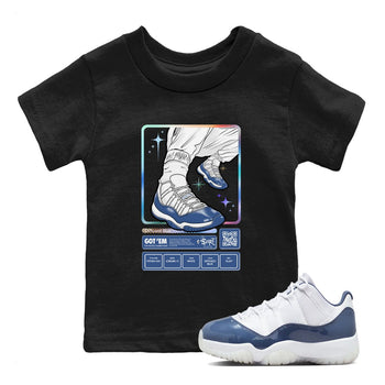 11s Diffused Blue shirts to match jordans Sneaker Trading Card sneaker match tees Air Jordan 11 Diffused Blue SNRT Sneaker Release Tees Youth Baby Black 1 crew neck shirts