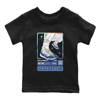 11s Diffused Blue shirts to match jordans Sneaker Trading Card sneaker match tees Air Jordan 11 Diffused Blue SNRT Sneaker Release Tees Youth Baby Black 2 crew neck shirts