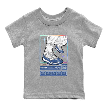 11s Diffused Blue shirts to match jordans Sneaker Trading Card sneaker match tees Air Jordan 11 Diffused Blue SNRT Sneaker Release Tees Youth Baby Heather Grey 2 crew neck shirts