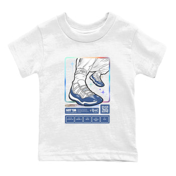 11s Diffused Blue shirts to match jordans Sneaker Trading Card sneaker match tees Air Jordan 11 Diffused Blue SNRT Sneaker Release Tees Youth Baby White 2 crew neck shirts