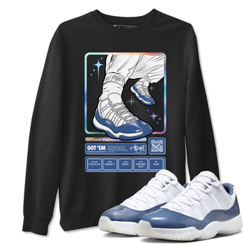 11s Diffused Blue shirts to match jordans Sneaker Trading Card sneaker match tees Air Jordan 11 Diffused Blue SNRT Sneaker Release Tees unisex cotton Black 1 crew neck shirts