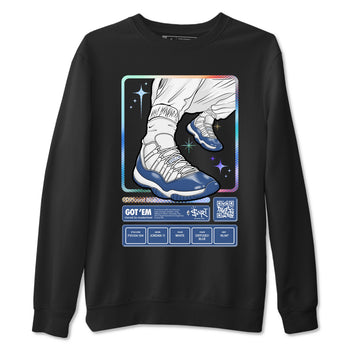 11s Diffused Blue shirts to match jordans Sneaker Trading Card sneaker match tees Air Jordan 11 Diffused Blue SNRT Sneaker Release Tees unisex cotton Black 2 crew neck shirts