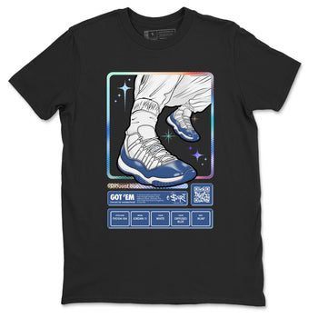 11s Diffused Blue shirts to match jordans Sneaker Trading Card sneaker match tees Air Jordan 11 Diffused Blue SNRT Sneaker Release Tees unisex cotton Black 2 crew neck shirts