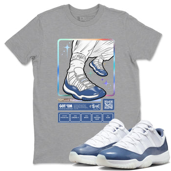 11s Diffused Blue shirts to match jordans Sneaker Trading Card sneaker match tees Air Jordan 11 Diffused Blue SNRT Sneaker Release Tees unisex cotton Heather Grey 1 crew neck shirts