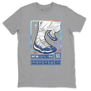 11s Diffused Blue shirts to match jordans Sneaker Trading Card sneaker match tees Air Jordan 11 Diffused Blue SNRT Sneaker Release Tees unisex cotton Heather Grey 2 crew neck shirts