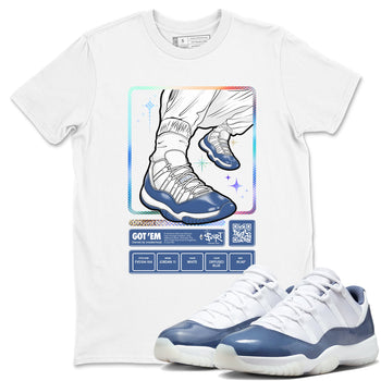 11s Diffused Blue shirts to match jordans Sneaker Trading Card sneaker match tees Air Jordan 11 Diffused Blue SNRT Sneaker Release Tees unisex cotton White 1 crew neck shirts
