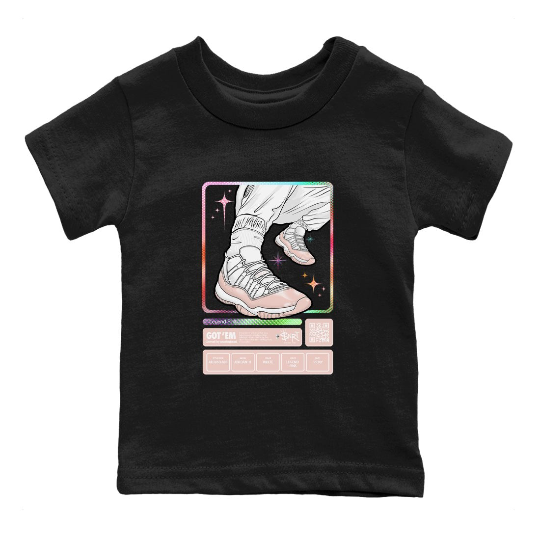 Air Jordan 11 Low Legend Pink shirts to match jordans Sneaker Trading Card sneaker match tees 11s Legend Pink SNRT Sneaker Tees streetwear brand Baby and Youth Black 2 cotton tee