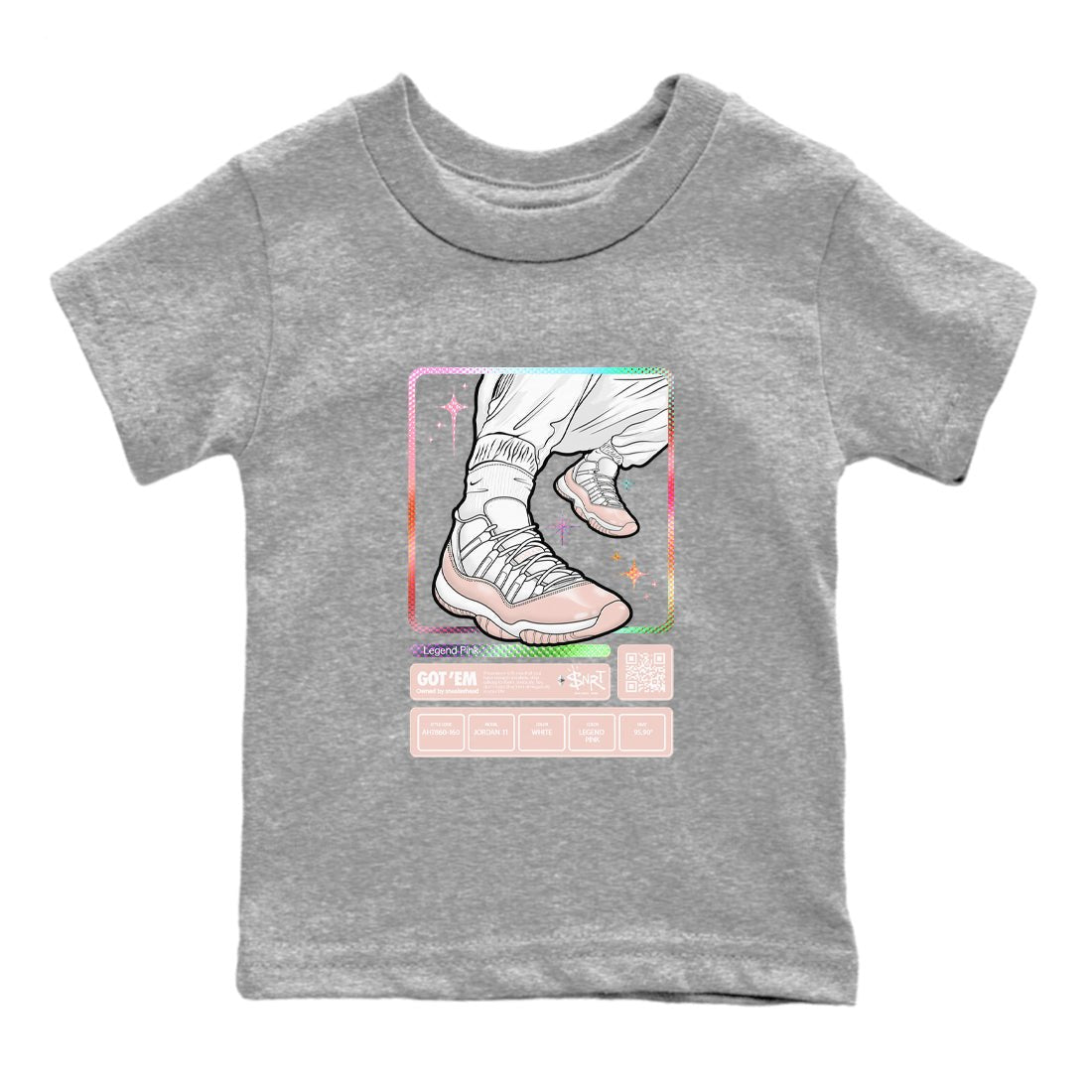 Air Jordan 11 Low Legend Pink shirts to match jordans Sneaker Trading Card sneaker match tees 11s Legend Pink SNRT Sneaker Tees streetwear brand Baby and Youth Heather Grey 2 cotton tee
