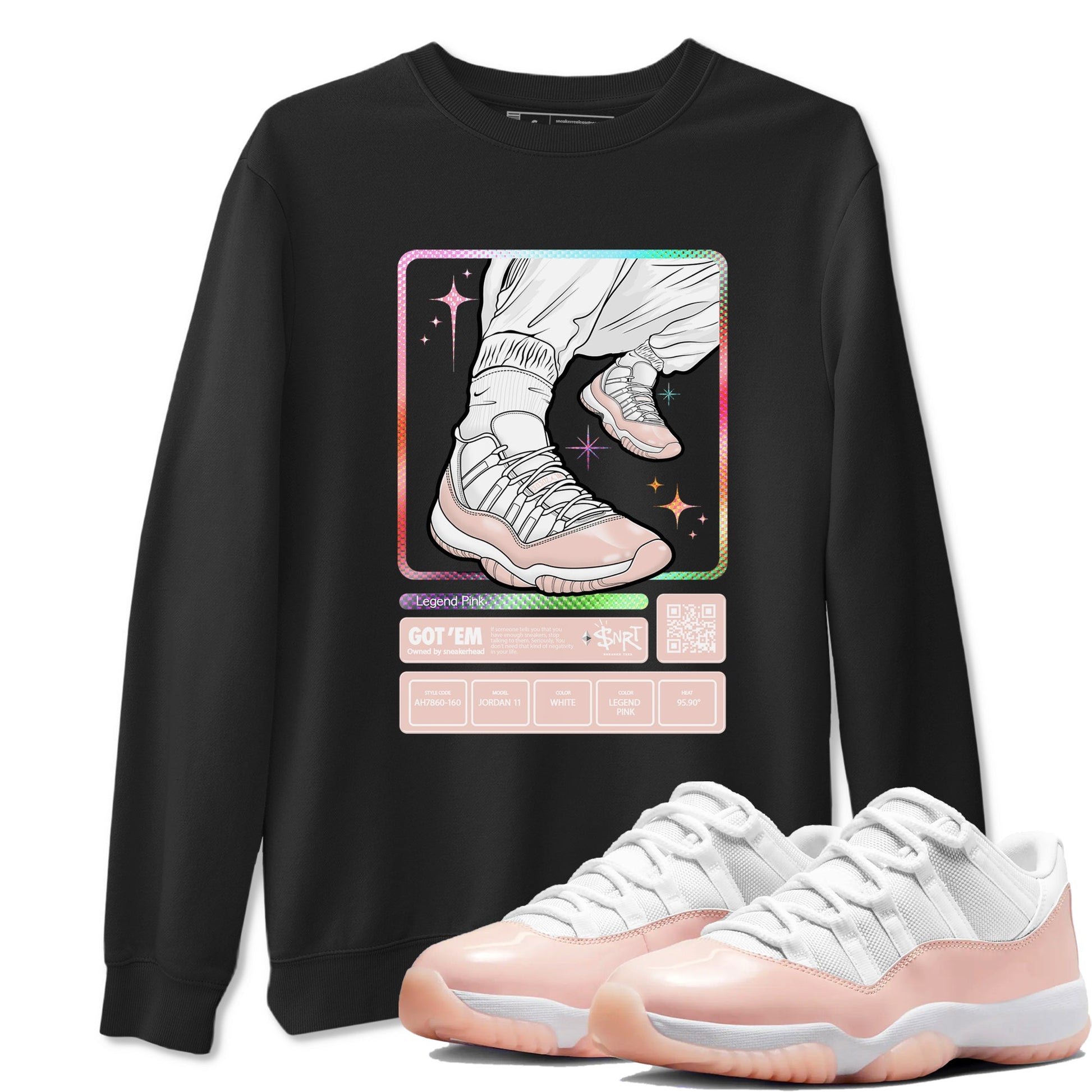 Air Jordan 11 Low Legend Pink shirts to match jordans Sneaker Trading Card sneaker match tees 11s Legend Pink SNRT Sneaker Tees streetwear brand Black 1 unisex cotton tee