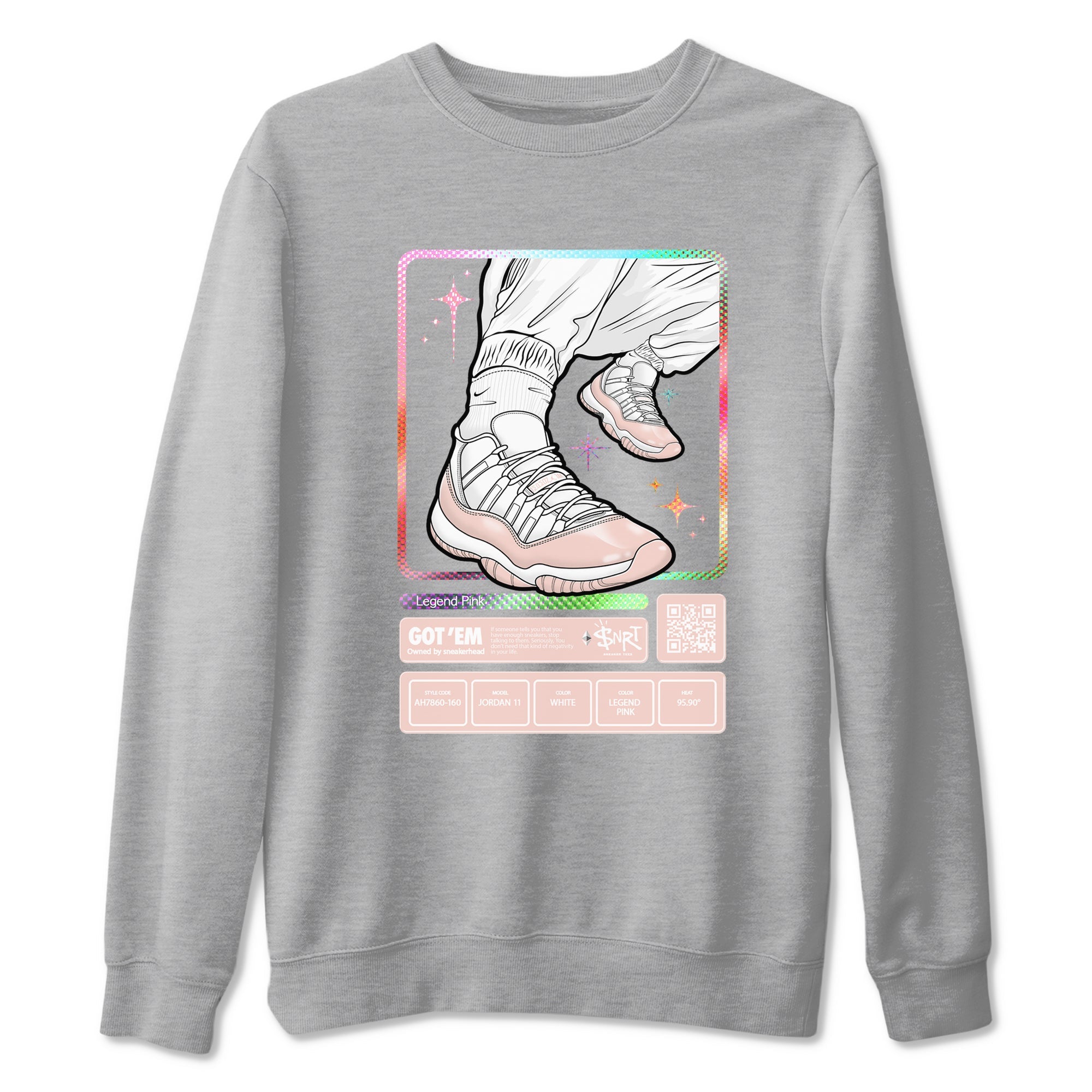 Air Jordan 11 Low Legend Pink shirts to match jordans Sneaker Trading Card sneaker match tees 11s Legend Pink SNRT Sneaker Tees streetwear brand Heather Grey 2 unisex cotton tee