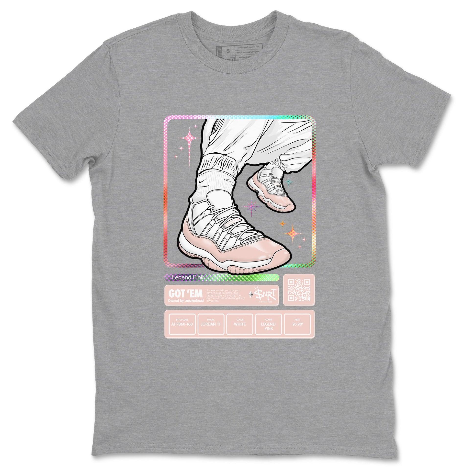 Air Jordan 11 Low Legend Pink shirts to match jordans Sneaker Trading Card sneaker match tees 11s Legend Pink SNRT Sneaker Tees streetwear brand Heather Grey 2 unisex cotton tee