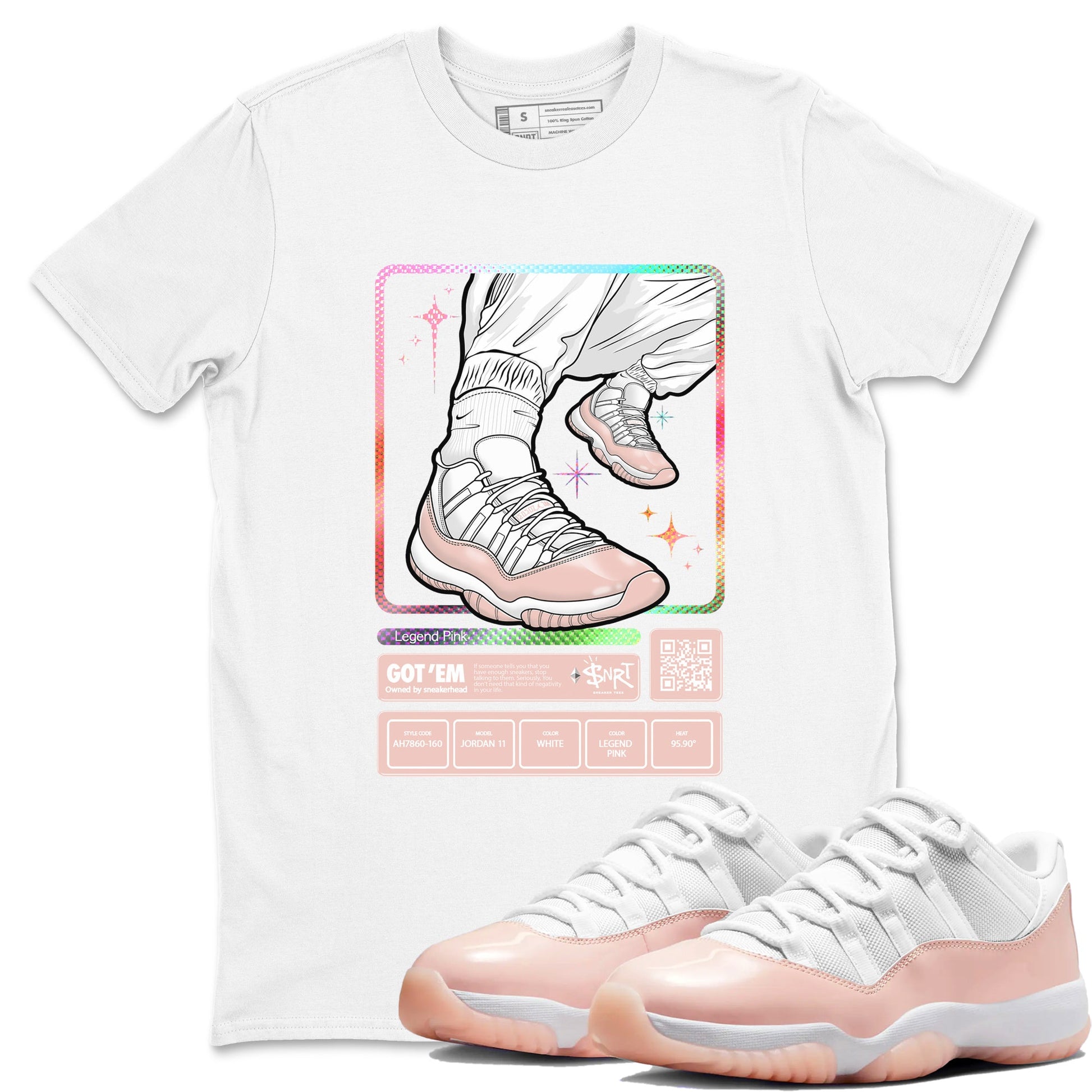 Air Jordan 11 Low Legend Pink shirts to match jordans Sneaker Trading Card sneaker match tees 11s Legend Pink SNRT Sneaker Tees streetwear brand White 1 unisex cotton tee