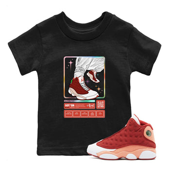 13s Dune Red shirts to match jordans Sneaker Trading Card sneaker match tees Air Jordan 13 Dune Red SNRT Sneaker Tees streetwear brand Baby and Youth Black 1 cotton tee