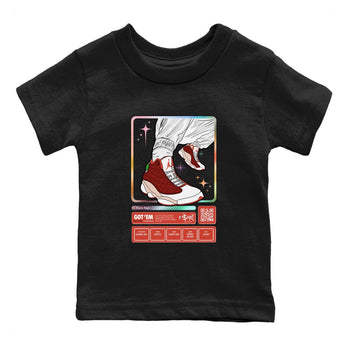 13s Dune Red shirts to match jordans Sneaker Trading Card sneaker match tees Air Jordan 13 Dune Red SNRT Sneaker Tees streetwear brand Baby and Youth Black 2 cotton tee
