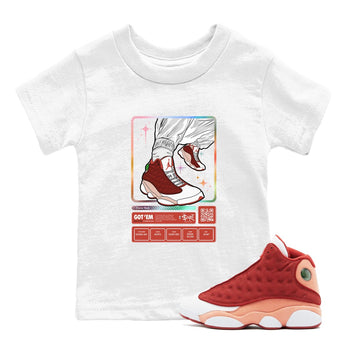 13s Dune Red shirts to match jordans Sneaker Trading Card sneaker match tees Air Jordan 13 Dune Red SNRT Sneaker Tees streetwear brand Baby and Youth White 1 cotton tee