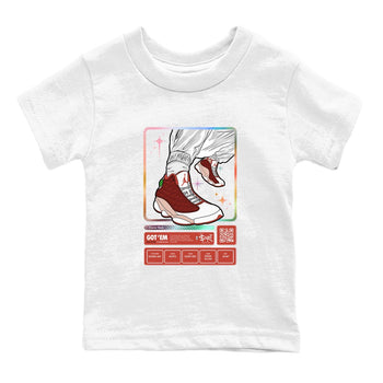 13s Dune Red shirts to match jordans Sneaker Trading Card sneaker match tees Air Jordan 13 Dune Red SNRT Sneaker Tees streetwear brand Baby and Youth White 2 cotton tee