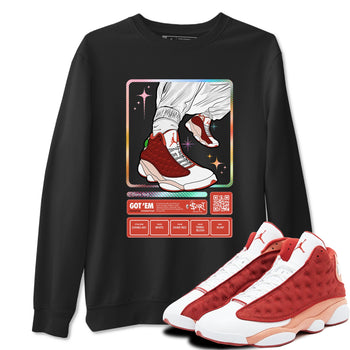 13s Dune Red shirts to match jordans Sneaker Trading Card sneaker match tees Air Jordan 13 Dune Red SNRT Sneaker Tees streetwear brand Black 1 unisex cotton tee
