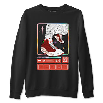 13s Dune Red shirts to match jordans Sneaker Trading Card sneaker match tees Air Jordan 13 Dune Red SNRT Sneaker Tees streetwear brand Black 2 unisex cotton tee