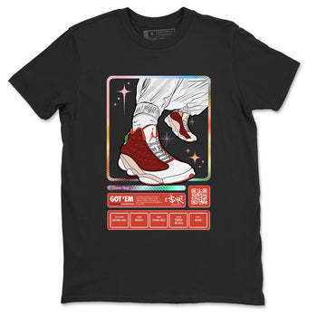 13s Dune Red shirts to match jordans Sneaker Trading Card sneaker match tees Air Jordan 13 Dune Red SNRT Sneaker Tees streetwear brand Black 2 unisex cotton tee