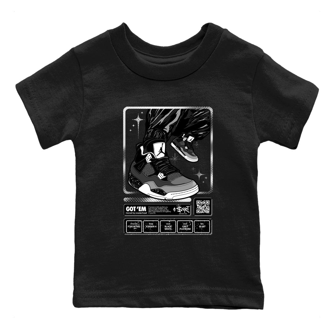 4s Fear shirts to match jordans Sneaker Trading Card sneaker match tees Air Jordan 4 Retro Fear match shoes to clothes SNRT Sneaker Tees Youth Baby Black 2 tee