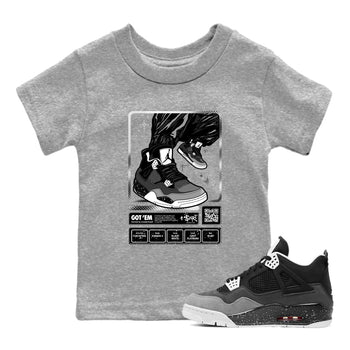 4s Fear shirts to match jordans Sneaker Trading Card sneaker match tees Air Jordan 4 Retro Fear match shoes to clothes SNRT Sneaker Tees Youth Baby Heather Grey 1 tee