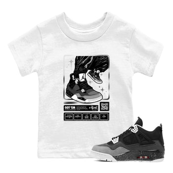 4s Fear shirts to match jordans Sneaker Trading Card sneaker match tees Air Jordan 4 Retro Fear match shoes to clothes SNRT Sneaker Tees Youth Baby White 1 tee