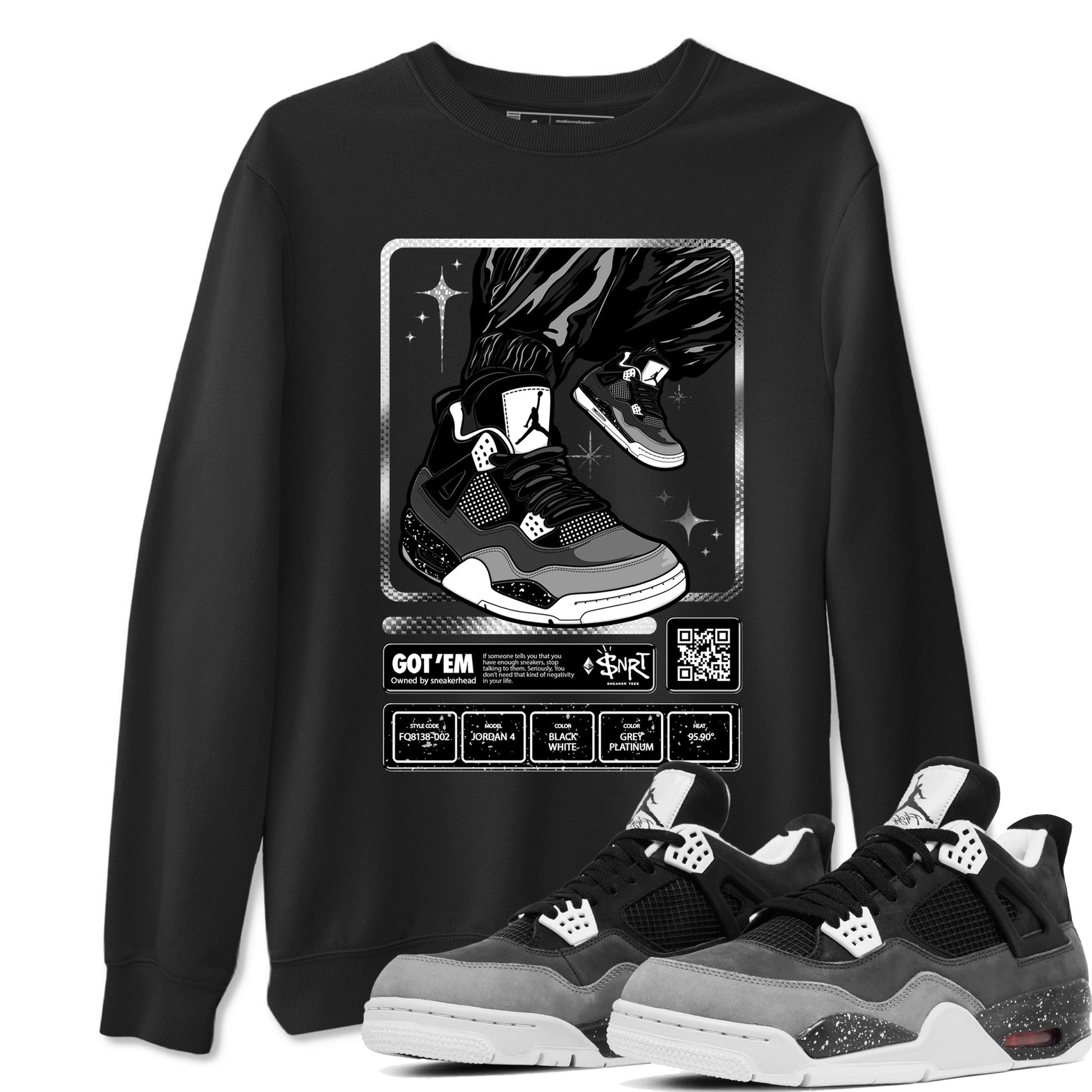 4s Fear shirts to match jordans Sneaker Trading Card sneaker match tees Air Jordan 4 Retro Fear match shoes to clothes SNRT Sneaker Tees unisex cotton Black 1 shirts