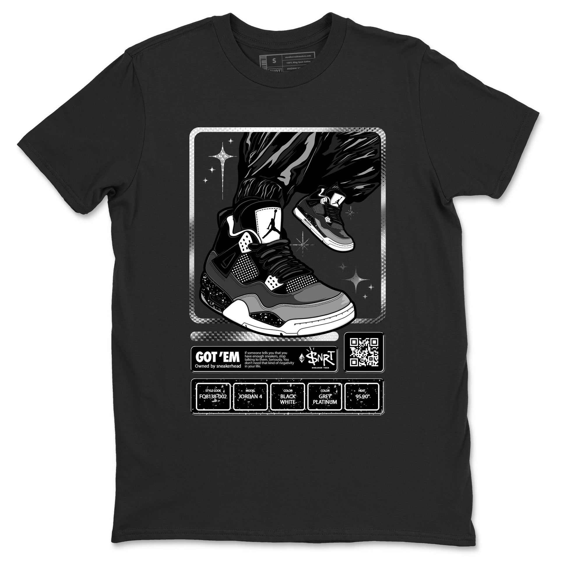 4s Fear shirts to match jordans Sneaker Trading Card sneaker match tees Air Jordan 4 Retro Fear match shoes to clothes SNRT Sneaker Tees unisex cotton Black 2 shirts