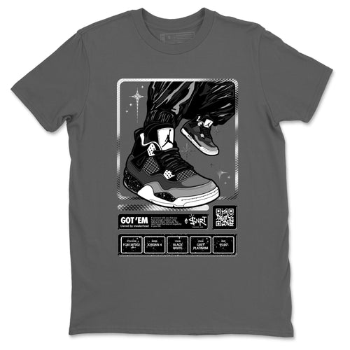 4s Fear shirts to match jordans Sneaker Trading Card sneaker match tees Air Jordan 4 Retro Fear match shoes to clothes SNRT Sneaker Tees unisex cotton Cool Grey 2 shirts