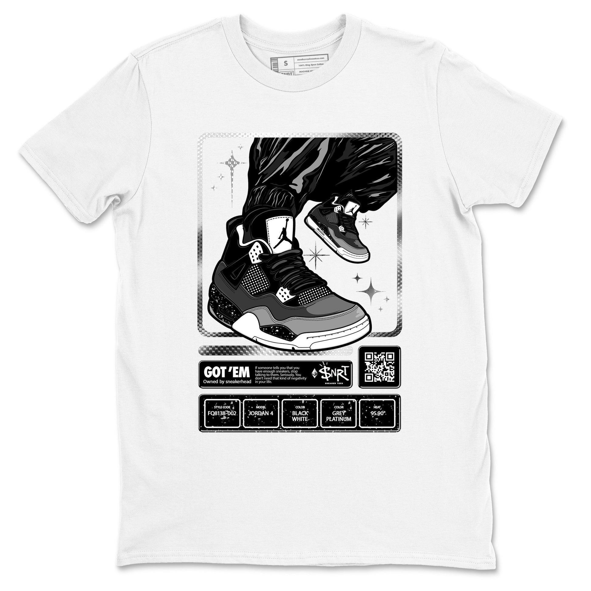 4s Fear shirts to match jordans Sneaker Trading Card sneaker match tees Air Jordan 4 Retro Fear match shoes to clothes SNRT Sneaker Tees unisex cotton White 2 shirts