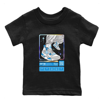 AJ4 Military Blue shirts to match jordans Sneaker Trading Card sneaker match tees Air Jordan 4 Military Blue SNRT Sneaker Tees streetwear brand Baby and Youth Black 2 cotton tee