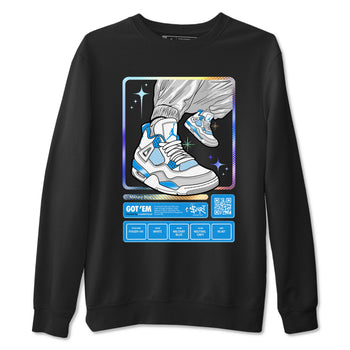 AJ4 Military Blue shirts to match jordans Sneaker Trading Card sneaker match tees Air Jordan 4 Military Blue SNRT Sneaker Tees streetwear brand Black 2 unisex cotton tee
