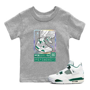 AJ4 Oxidized Green shirts to match jordans Sneaker Trading Card sneaker match tees Air Jordan 4 Oxidized Green SNRT Sneaker Tees streetwear brand Baby and Youth Heather Grey 1 cotton tee