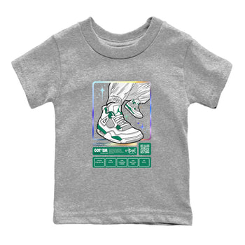 AJ4 Oxidized Green shirts to match jordans Sneaker Trading Card sneaker match tees Air Jordan 4 Oxidized Green SNRT Sneaker Tees streetwear brand Baby and Youth Heather Grey 2 cotton tee